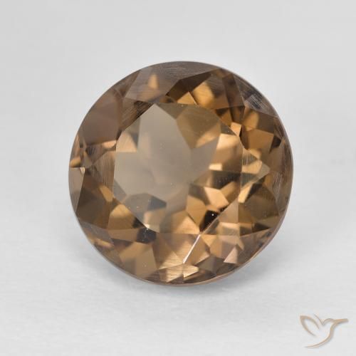Quartzo Fumê Marrom Quente Natural 5.06ct, Redondo, VVS-VS
