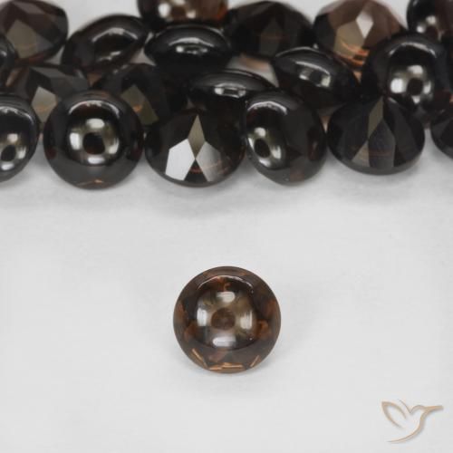0.90ct Natural Marrom escuro Quartzo Fumê, Redondo, Transparente