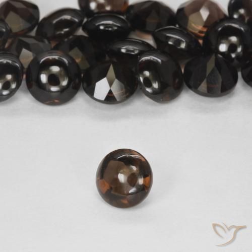 Quartzo Fumê Marrom escuro Natural 0.90ct, Redondo, Transparente