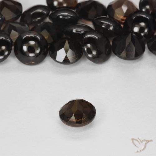 Quartzo Fumê Marrom escuro Natural 0.90ct, Redondo, Transparente