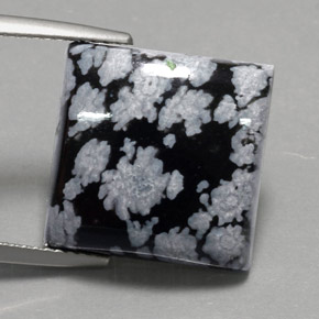 Obsidiana Floco de Neve Floco de neve Natural 12.23ct, Quadrado, Opaco
