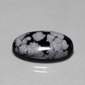Obsidiana Floco de Neve Floco de neve Natural 9,62ct, Corte Oval, Opaco