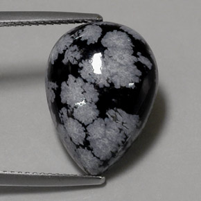 Obsidiana floco de neve multicolorido natural 8,15ct, formato de pêra, opaco