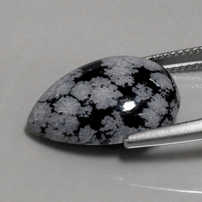 Obsidiana floco de neve multicolorido natural 8,15ct, formato de pêra, opaco