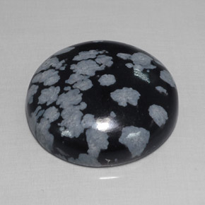 Obsidiana floco de neve preto natural 16,93ct, corte redondo, opaco