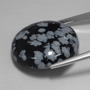 Obsidiana floco de neve preto natural 16,93ct, corte redondo, opaco
