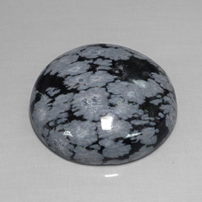 Obsidiana floco de neve preto natural 16,26ct, corte redondo, opaco