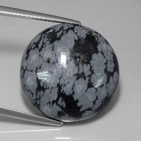 Obsidiana floco de neve preto natural 16,26ct, corte redondo, opaco