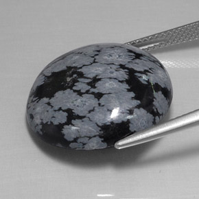 Obsidiana floco de neve preto natural 16,26ct, corte redondo, opaco