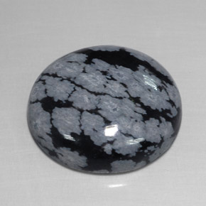 Obsidiana floco de neve preto natural 17,48ct, corte redondo, opaco