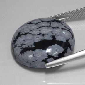 Obsidiana floco de neve preto natural 17,48ct, corte redondo, opaco