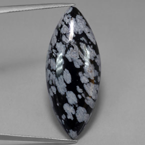 Obsidiana floco de neve preto natural 21,02ct, marquise, opaco