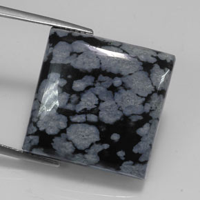 Obsidiana floco de neve preto natural 20,67ct, quadrado, opaco