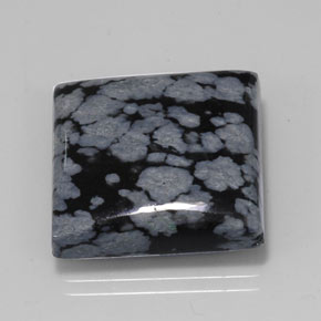 Obsidiana floco de neve preto natural 20,67ct, quadrado, opaco