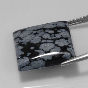 Obsidiana floco de neve preto natural 20,67ct, quadrado, opaco