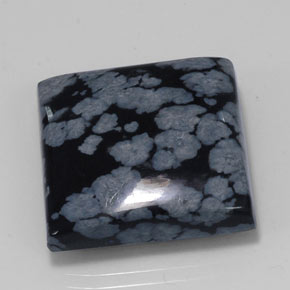 Obsidiana floco de neve preto natural 23,11ct, quadrado, opaco