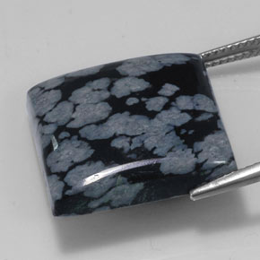Obsidiana floco de neve preto natural 23,11ct, quadrado, opaco