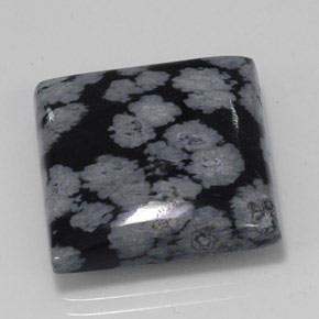 Obsidiana floco de neve preto natural 20,36ct, quadrado, opaco