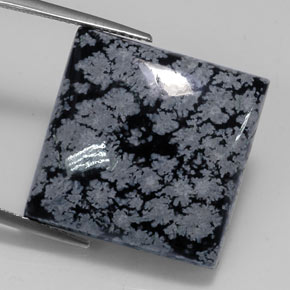Obsidiana floco de neve preto natural 22,09ct, quadrado, opaco