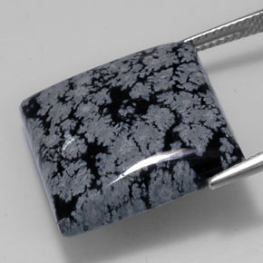 Obsidiana floco de neve preto natural 22,09ct, quadrado, opaco