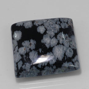 Obsidiana floco de neve preto natural 20,19ct, quadrado, opaco