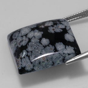 Obsidiana floco de neve preto natural 20,19ct, quadrado, opaco