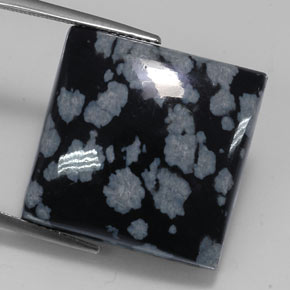 Obsidiana floco de neve preto natural 21,34ct, quadrado, opaco