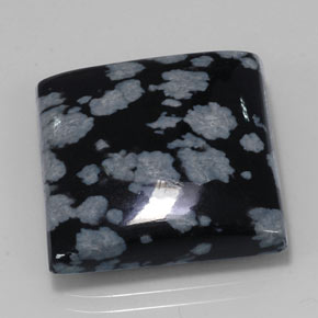 Obsidiana floco de neve preto natural 21,34ct, quadrado, opaco
