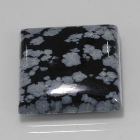 Obsidiana floco de neve preto natural 21,45ct, quadrado, opaco