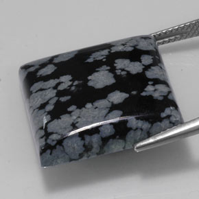 Obsidiana floco de neve preto natural 21,45ct, quadrado, opaco