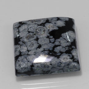Obsidiana floco de neve preto natural 22,67ct, quadrado, opaco