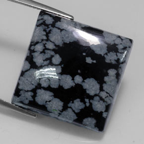 Obsidiana floco de neve preto natural 21,53ct, quadrado, opaco