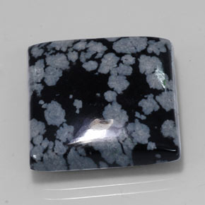 Obsidiana floco de neve preto natural 21,53ct, quadrado, opaco