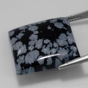 Obsidiana floco de neve preto natural 21,53ct, quadrado, opaco