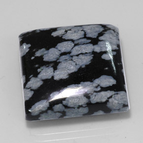 Obsidiana floco de neve preto natural 22,60ct, quadrado, opaco