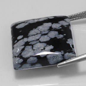 Obsidiana floco de neve preto natural 22,60ct, quadrado, opaco
