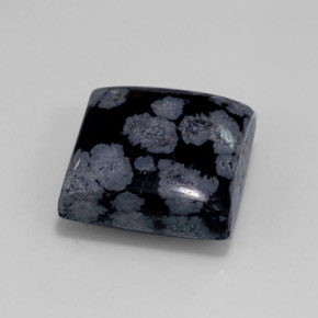 Obsidiana floco de neve preto natural 12,55ct, quadrado, opaco