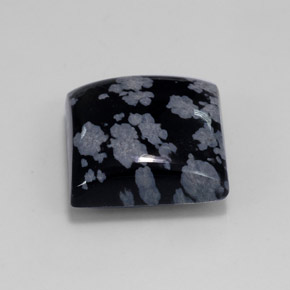 Obsidiana floco de neve preto natural 12,36ct, quadrado, opaco