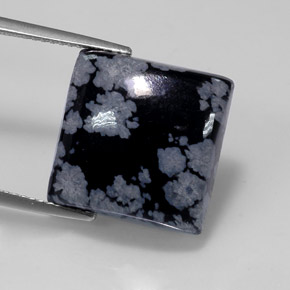 Obsidiana floco de neve multicolorido natural 11,74ct, quadrado, opaco