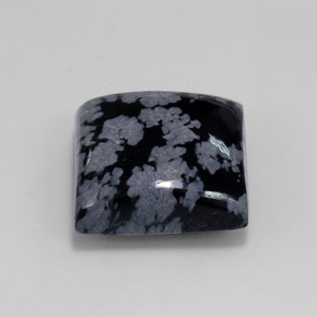 Obsidiana floco de neve preto natural 12,14ct, quadrado, opaco