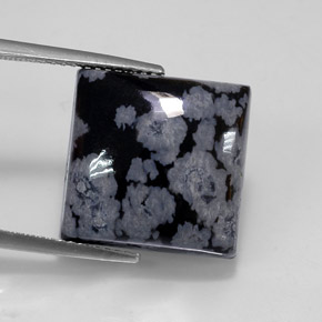 Obsidiana floco de neve multicolorido natural 10,81ct, quadrado, opaco