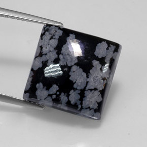 Obsidiana floco de neve multicolorido natural 12,41ct, quadrado, opaco
