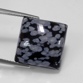 Obsidiana Floco de Neve cinza-branco preto Natural 11.18ct, Quadrado, Opaco