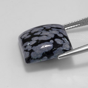 Obsidiana Floco de Neve cinza-branco preto Natural 11.18ct, Quadrado, Opaco
