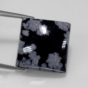 Obsidiana floco de neve multicolorido natural 12,26ct, quadrado, opaco
