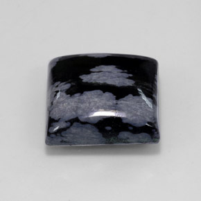 Obsidiana floco de neve preto natural 11,19ct, quadrado, opaco