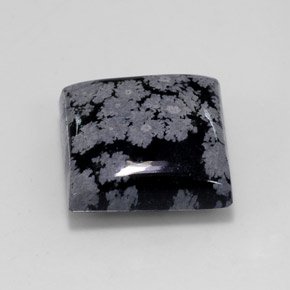 Obsidiana floco de neve preto natural 11,84ct, quadrado, opaco