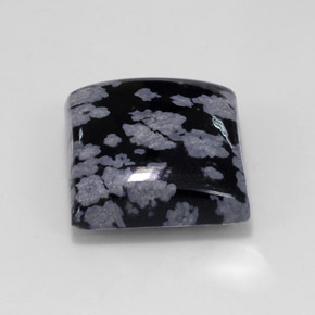 Obsidiana floco de neve preto natural 12,37ct, quadrado, opaco