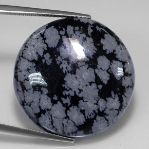 Obsidiana Floco de Neve Floco de neve Natural 26.75ct, Corte Redondo, Opaco