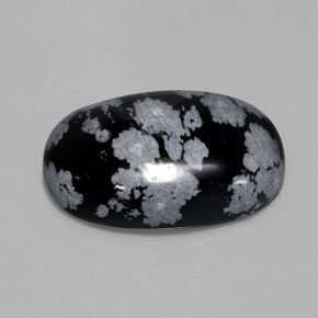 Obsidiana floco de neve preto natural 13,62ct, corte oval, opaco